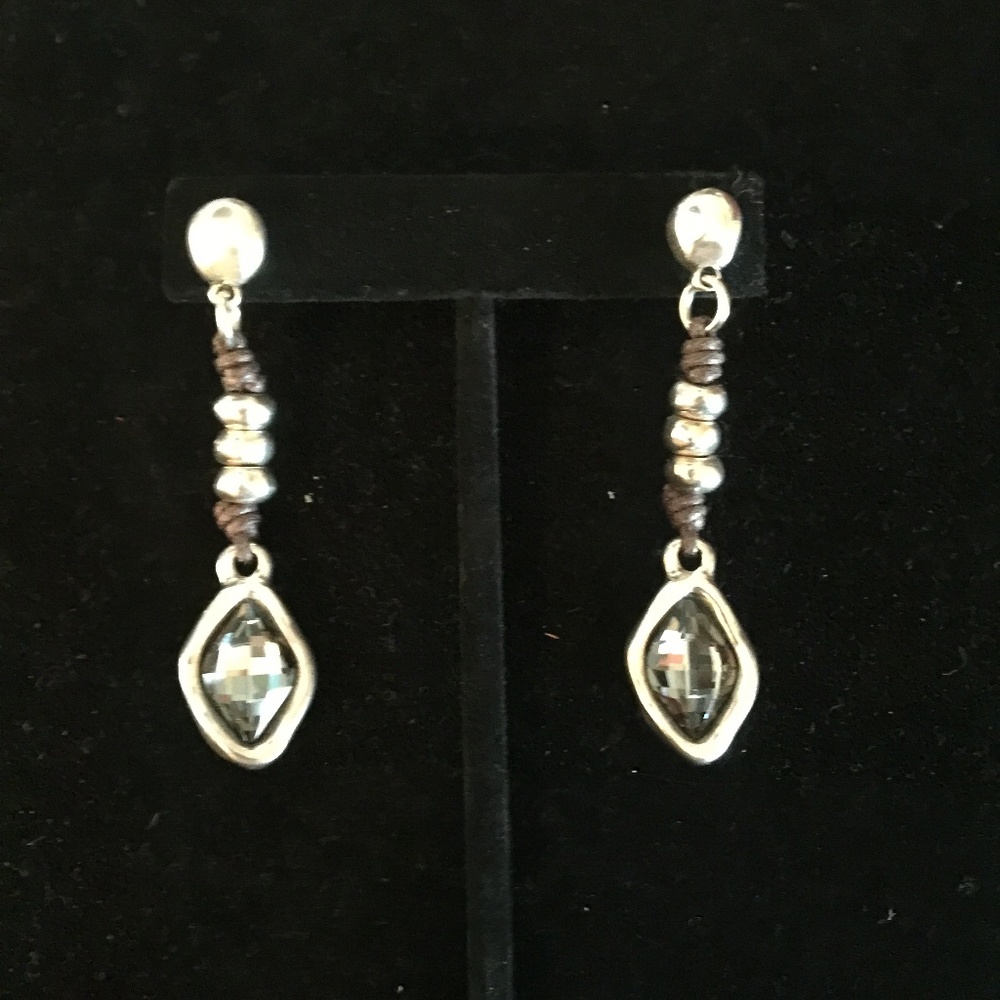 Uno de 50 Leather & Swarovski Dangle Earrings